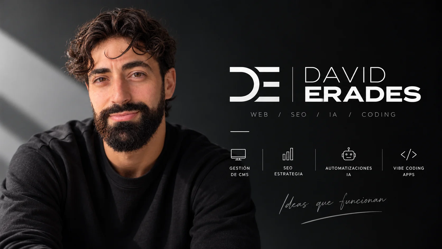 Banner de marca David Erades: creatividad, tecnología, SEO y automatizaciones